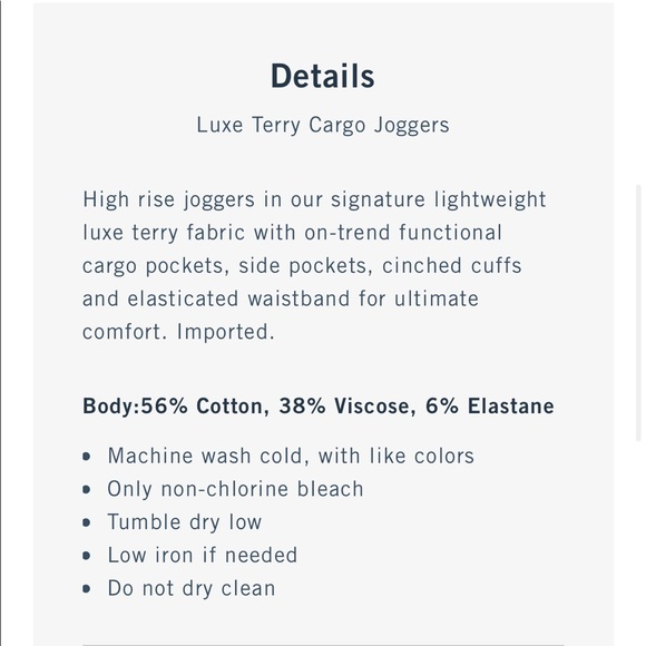 NWT Abercrombie Luxe Terry Cargo Joggers - Picture 6 of 6